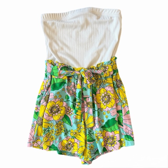 Jolie & Joy by FCT With Love Pants - Jolie & Joy Garden Girl Strapless Floral New Preppy Romper Size Small